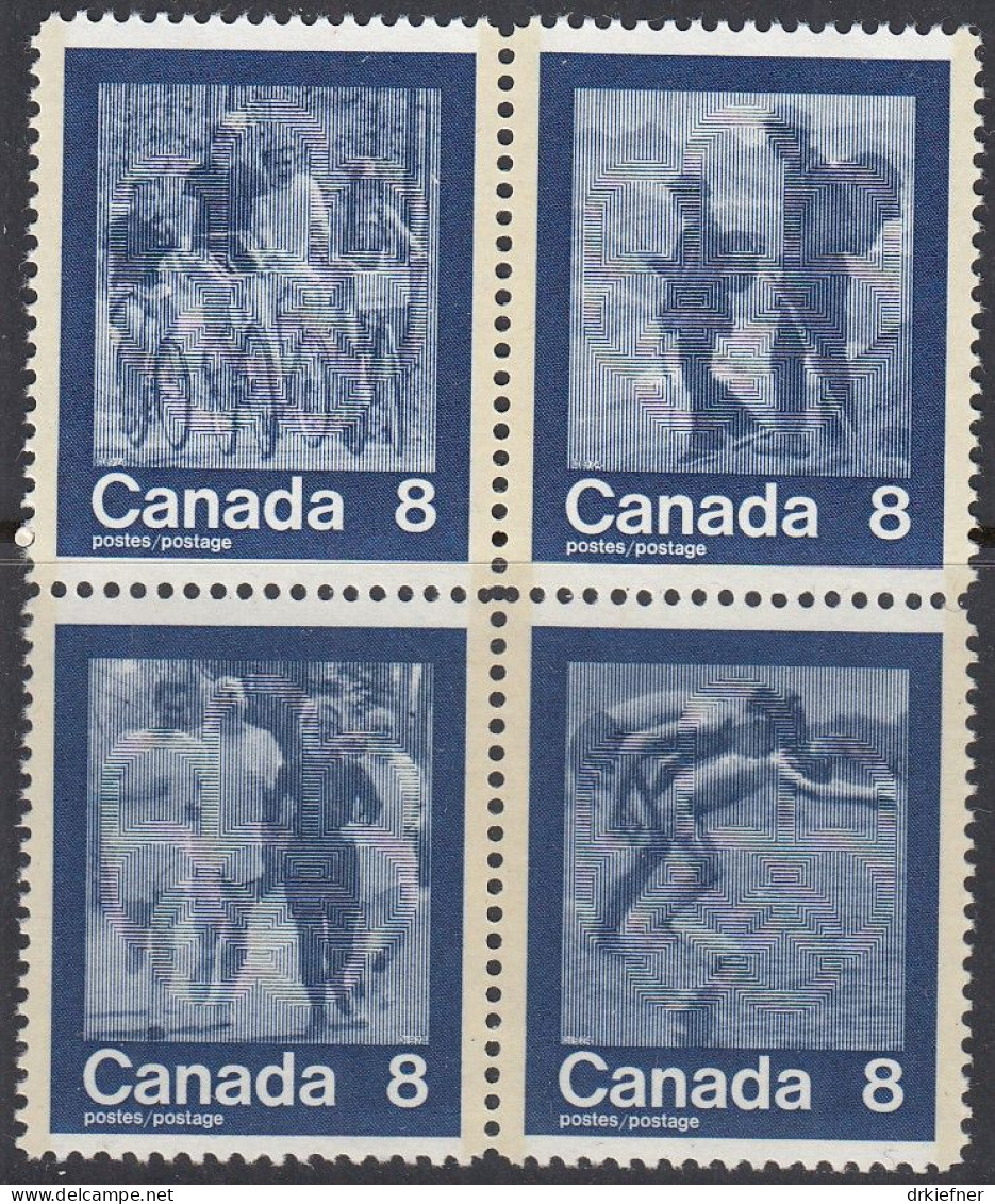 KANADA  551-554, 4erBlock, Postfrisch **, Olympische Sommerspiele, Montreal (1976) (II): Breitenport, 1974 - Ongebruikt