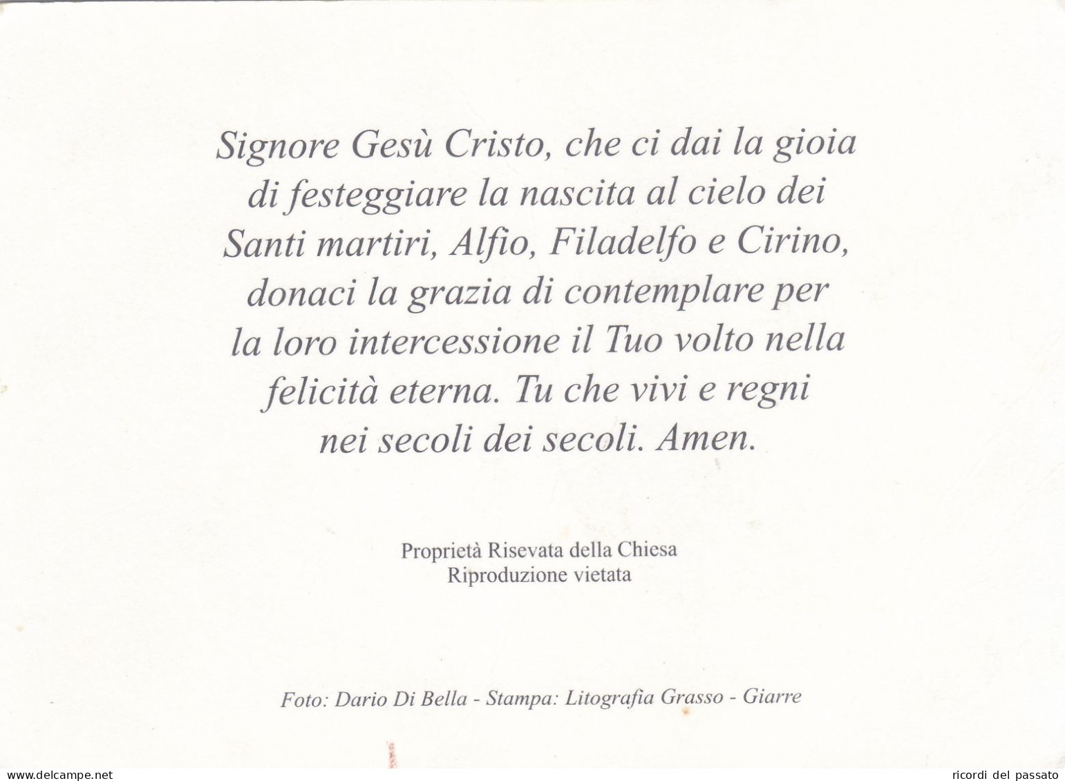 Santino Santi Martiri Filadelfio, Alfio, Cirino - Santini