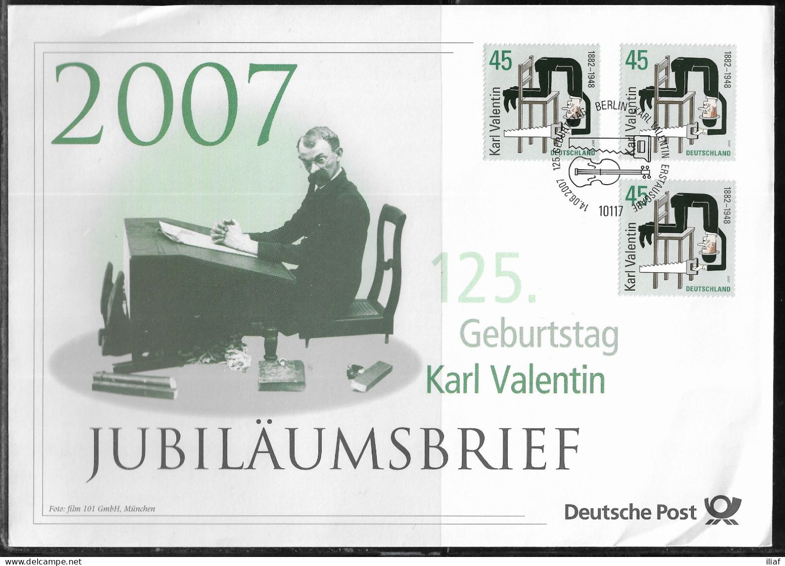 Germany. FDC Mi. 2610.125th Birth Anniversary Of Karl Valentin Ludwig Fey, 1882-1948.  FDC Cancellation On Big Envelope - 2001-2010