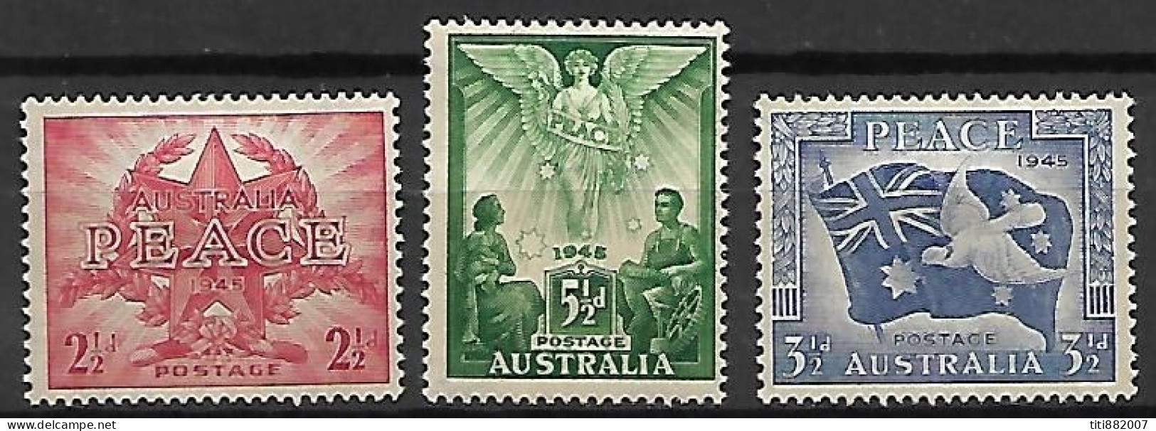 AUSTRALIE   -  1946 . Série   3  Val.  Neufs * . Paix - Neufs