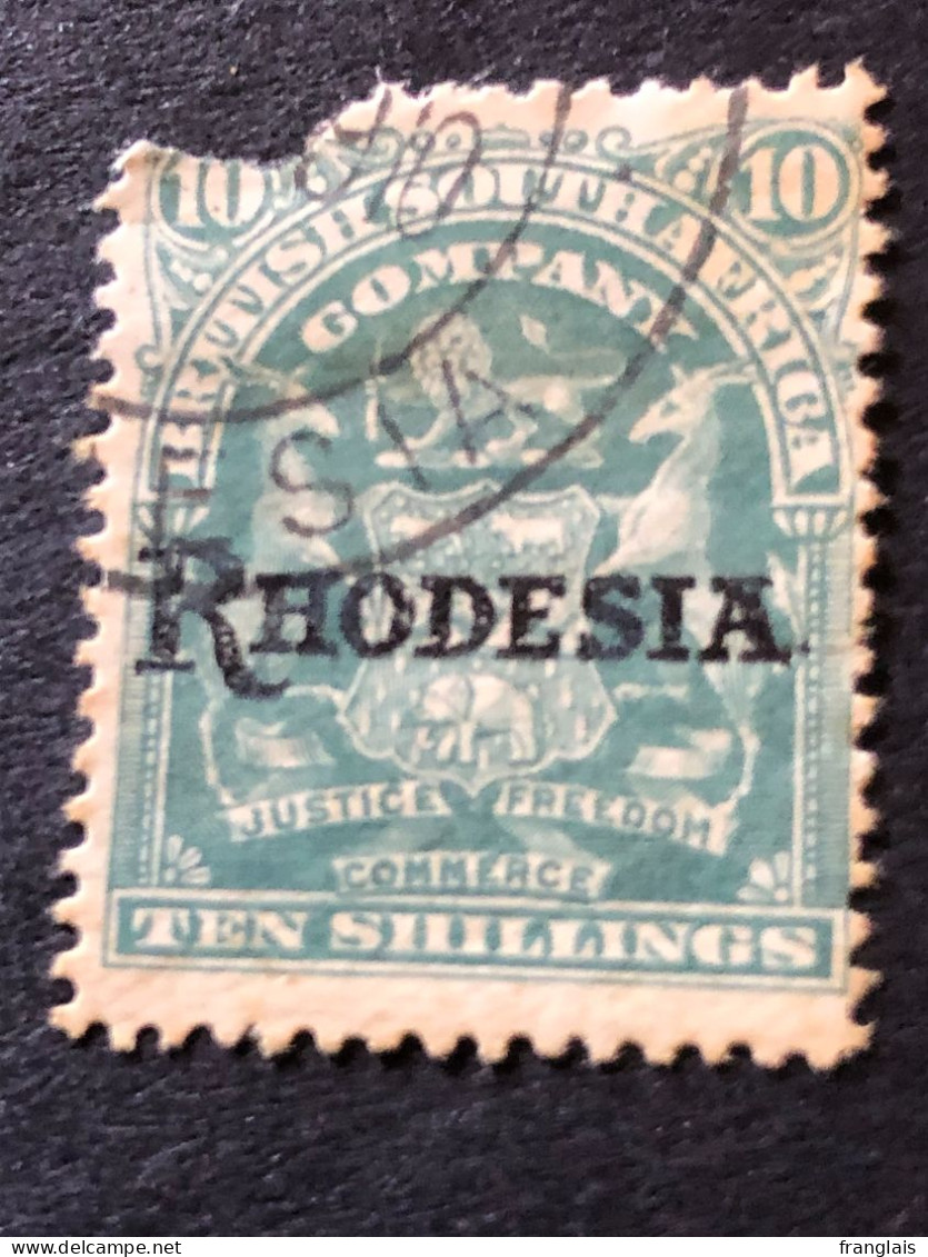 RHODESIA SG 112  10s Dull Green, Damaged  CV £24 - Südrhodesien (...-1964)