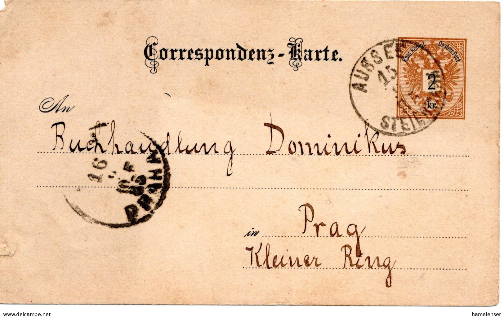 76653 - Österreich - 1885 - 2Kr GAKte AUSSEE -> PRAG - Cartas & Documentos