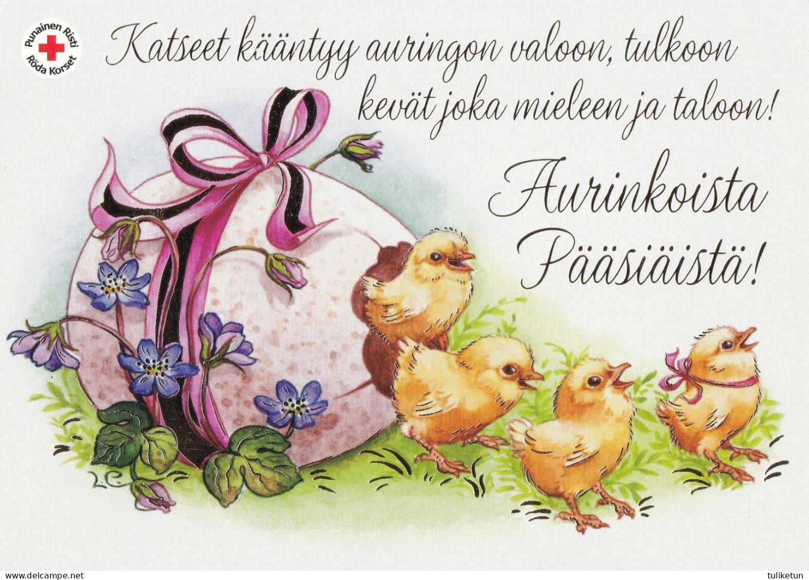 Postal Stationery - Chicks With Egg - Happy Easter - Red Cross - Suomi Finland - Postage Paid - Lars Carlsson - Postwaardestukken