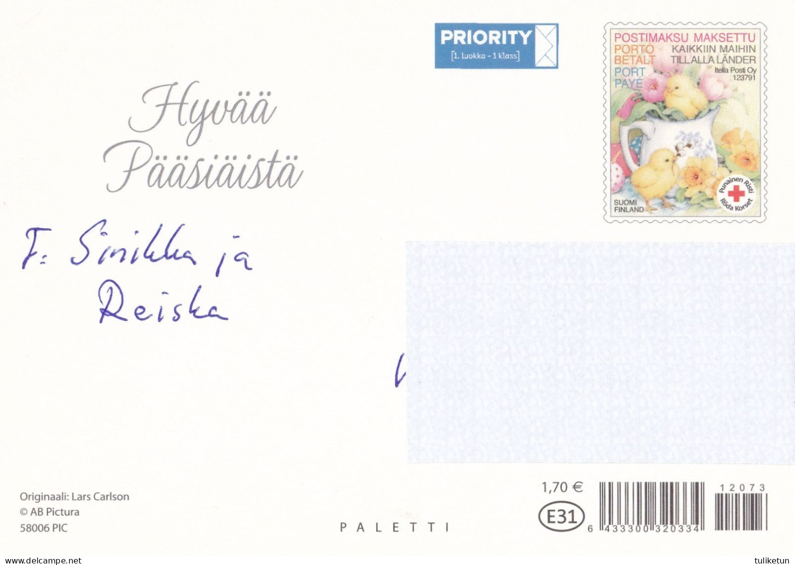 Postal Stationery - Chicks With Egg - Happy Easter - Red Cross - Suomi Finland - Postage Paid - Lars Carlsson - Entiers Postaux