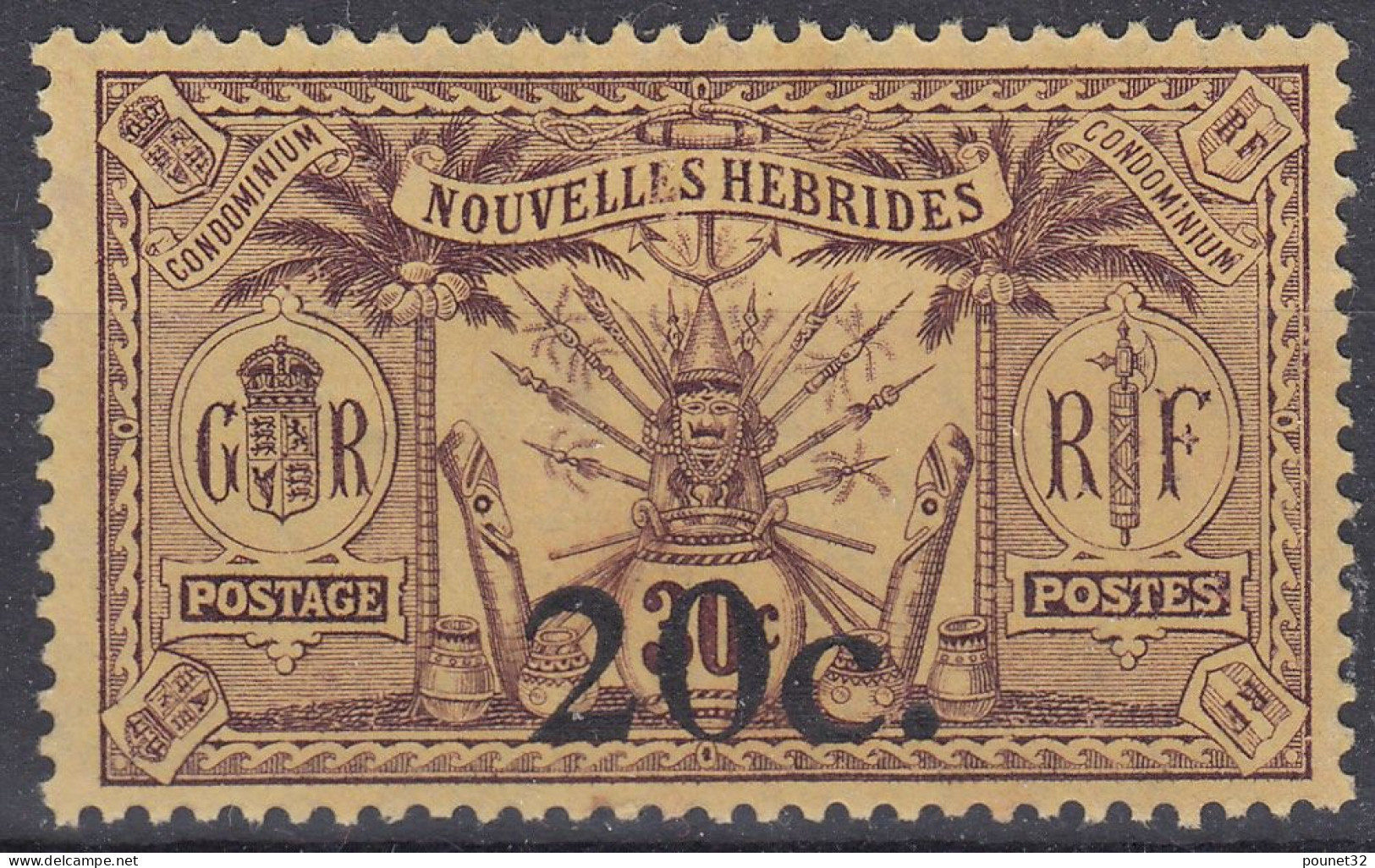 TIMBRE NOUVELLES HEBRIDES SURCHARGE N° 62 NEUF GOMME COLONIALE SANS CHARNIERE - Nuevos