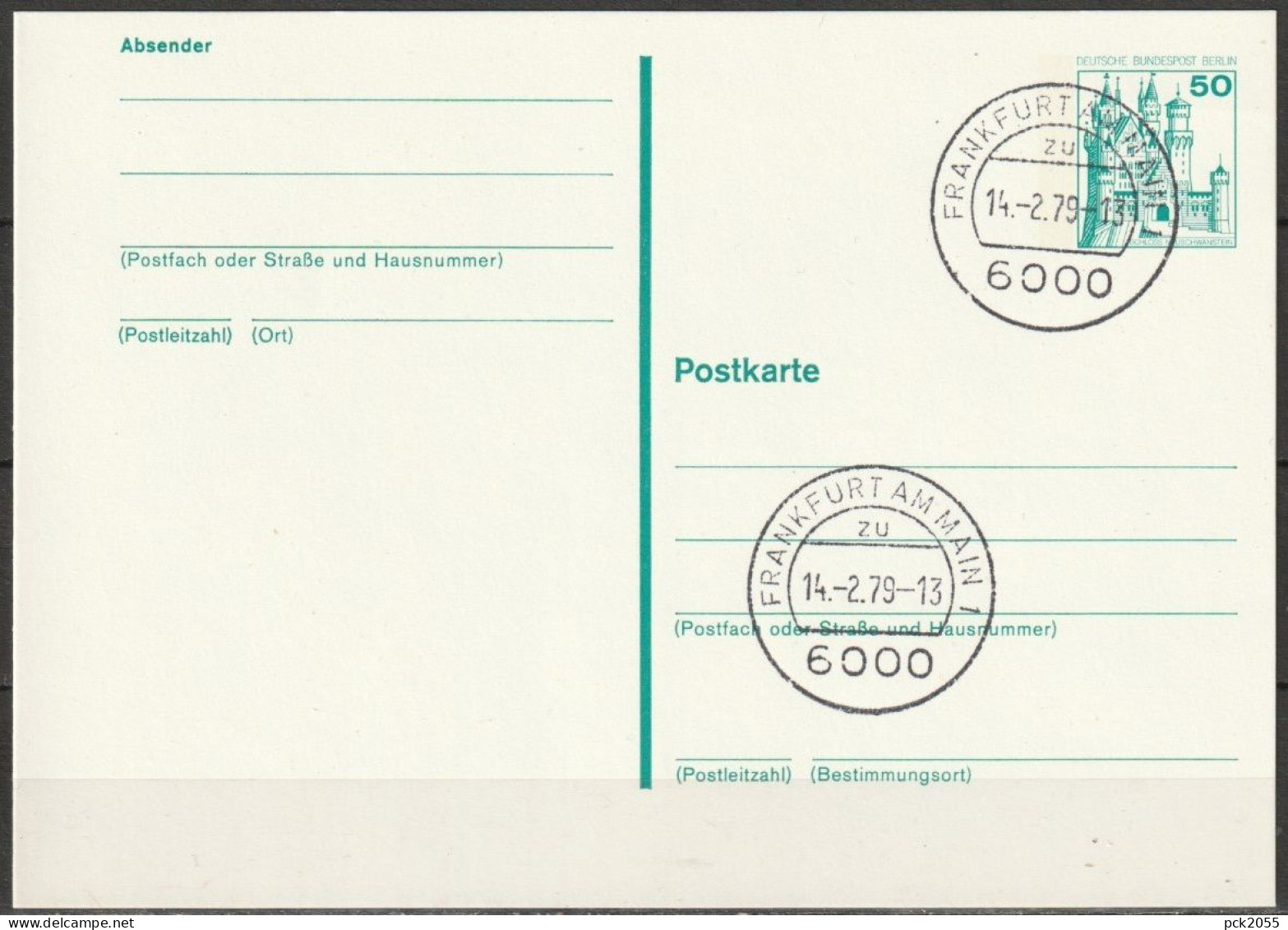 Berlin Ganzsache 1979 Mi.-Nr. P109 Tagesstempel FRANKFURT 14.2.79  ( PK 295 ) - Cartoline - Usati