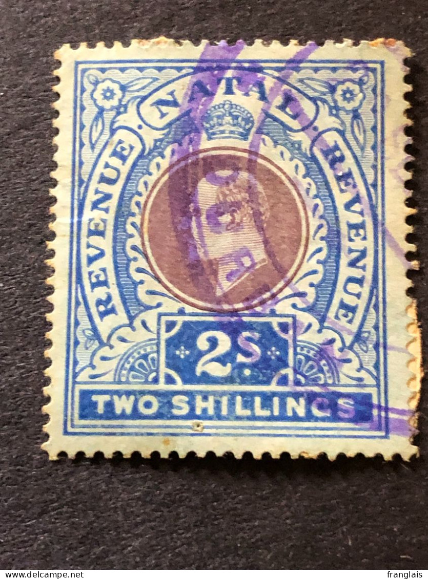 NATAL   2s Brown And Ultramarine FU Revenue, 1910 - Natal (1857-1909)