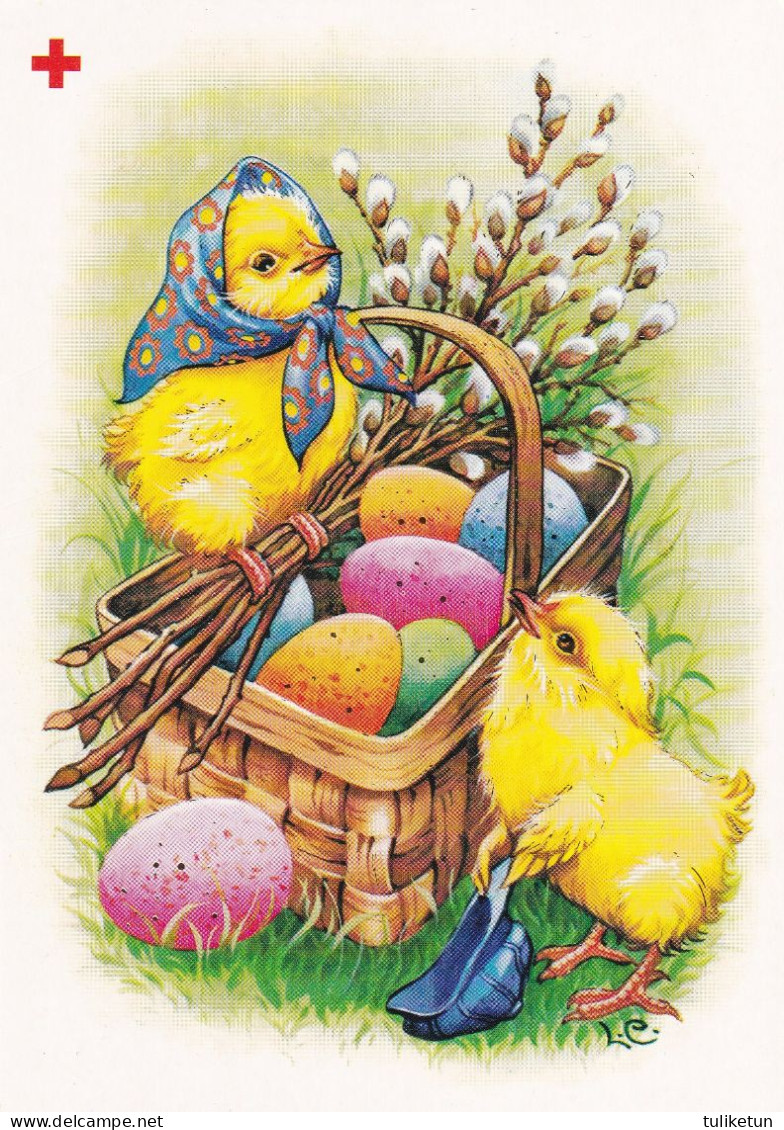 Postal Stationery - Chicks - Eggs In The Basket - Easter - Red Cross 1991 - Suomi Finland - Postage Paid - Lars Carlsson - Entiers Postaux