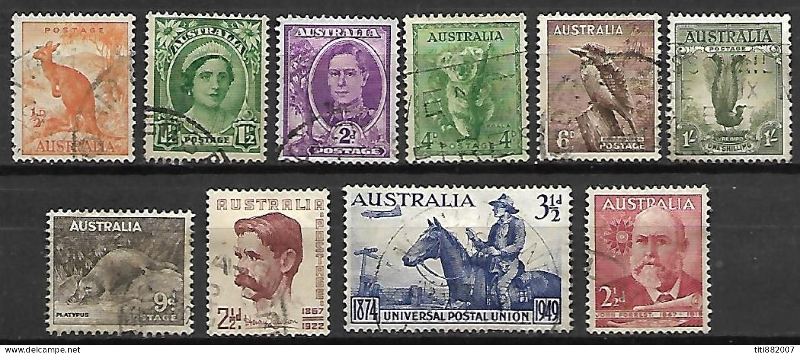 AUSTRALIE   -  1948 / 49  .  LOT  10  Val. Oblitérés . - Oblitérés