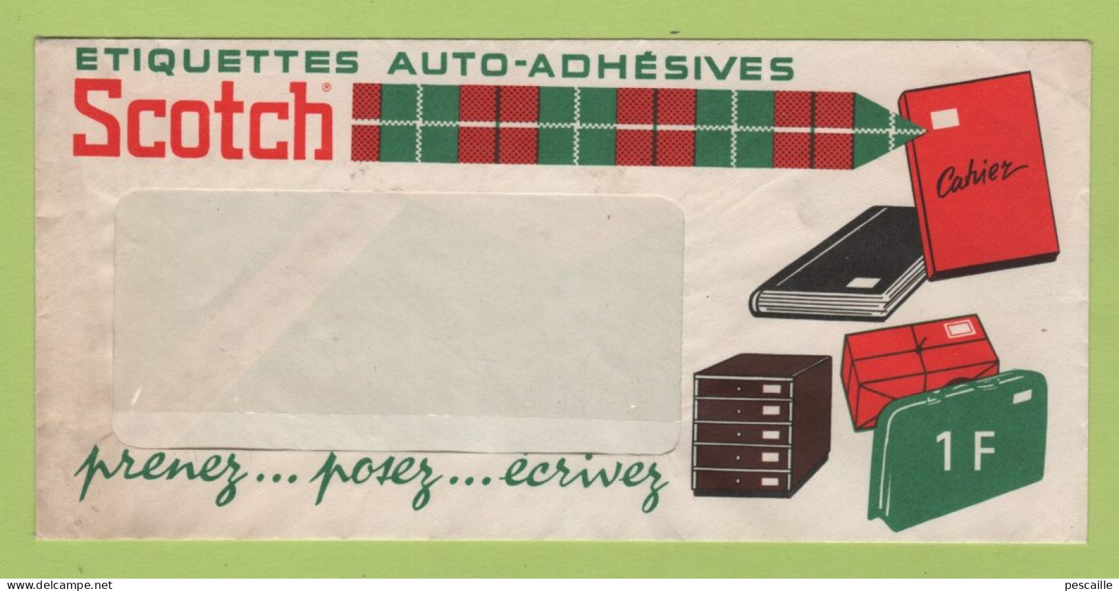 ENVELOPPE ANCIENNE VIDE ETIQUETTES AUTO ADHESIVES SCOTCH - Advertising