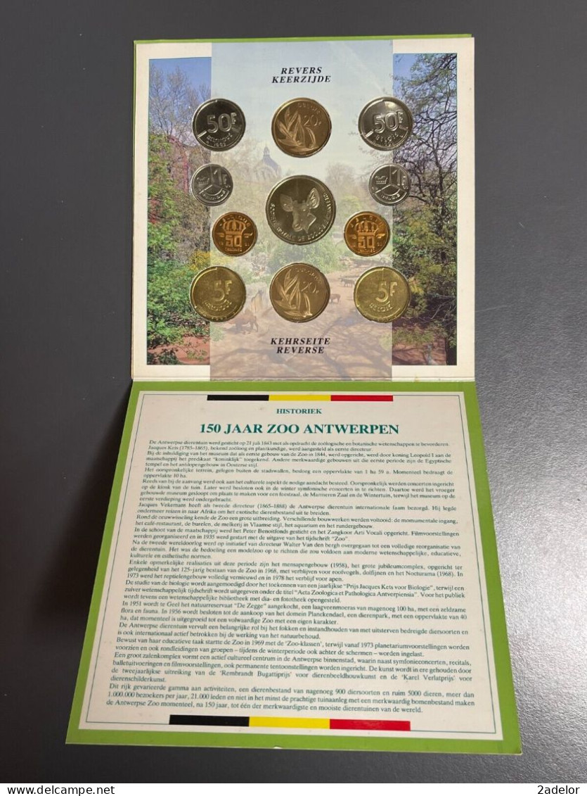 Coffret Du Royaume De Belgique, Fleurs De Coins 1993, Zoo Antwerpen 1843 - 1993 - Colecciones