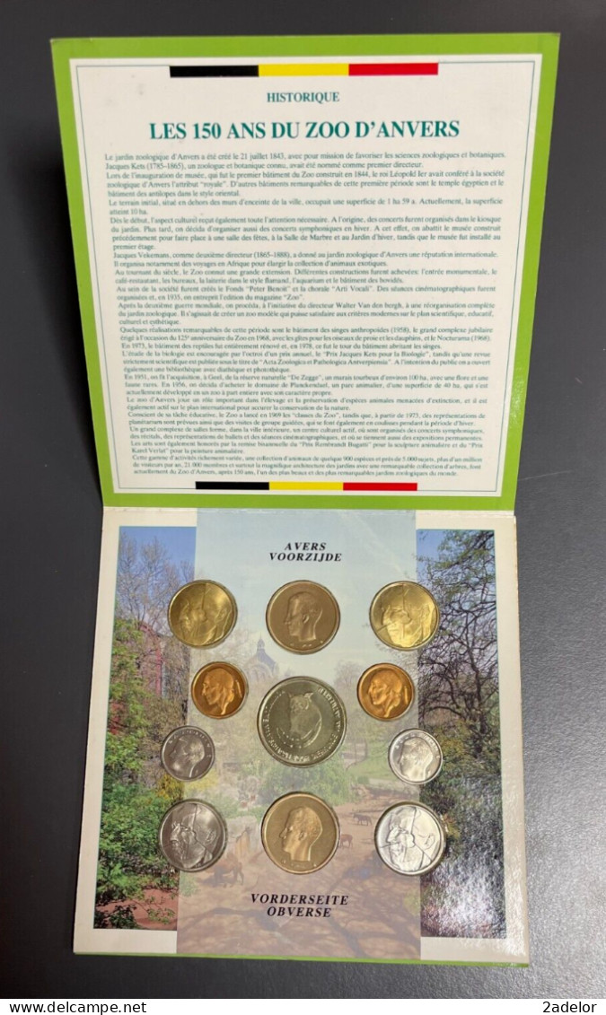 Coffret Du Royaume De Belgique, Fleurs De Coins 1993, Zoo Antwerpen 1843 - 1993 - Collezioni