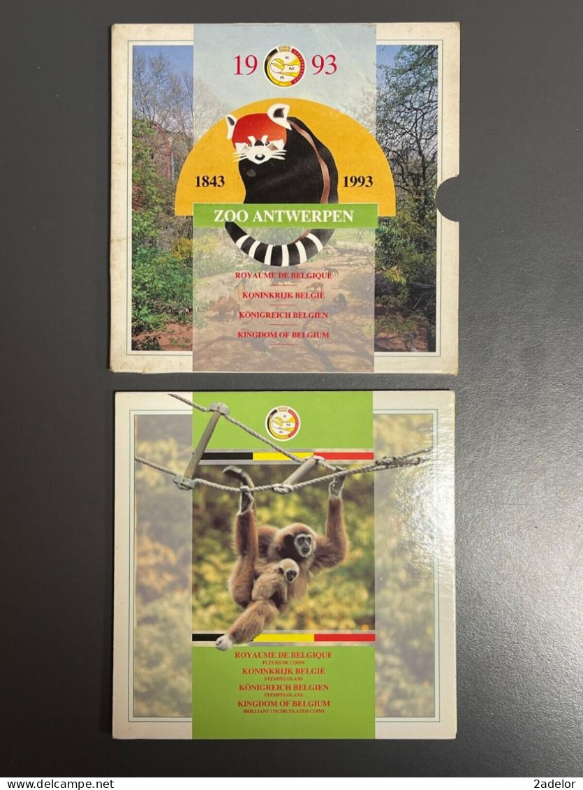 Coffret du royaume de Belgique, Fleurs de coins 1993, Zoo Antwerpen 1843 - 1993