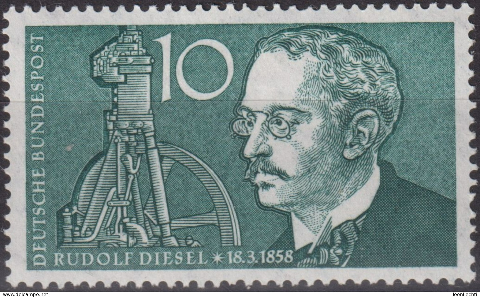 1958 BRD *F, Mi:DE 284, Sn:DE 783, Yt:DE 156, Sg:DE 1203, AFA:DE 1247, Un:DE 156, Rudolf Diesel - Ungebraucht