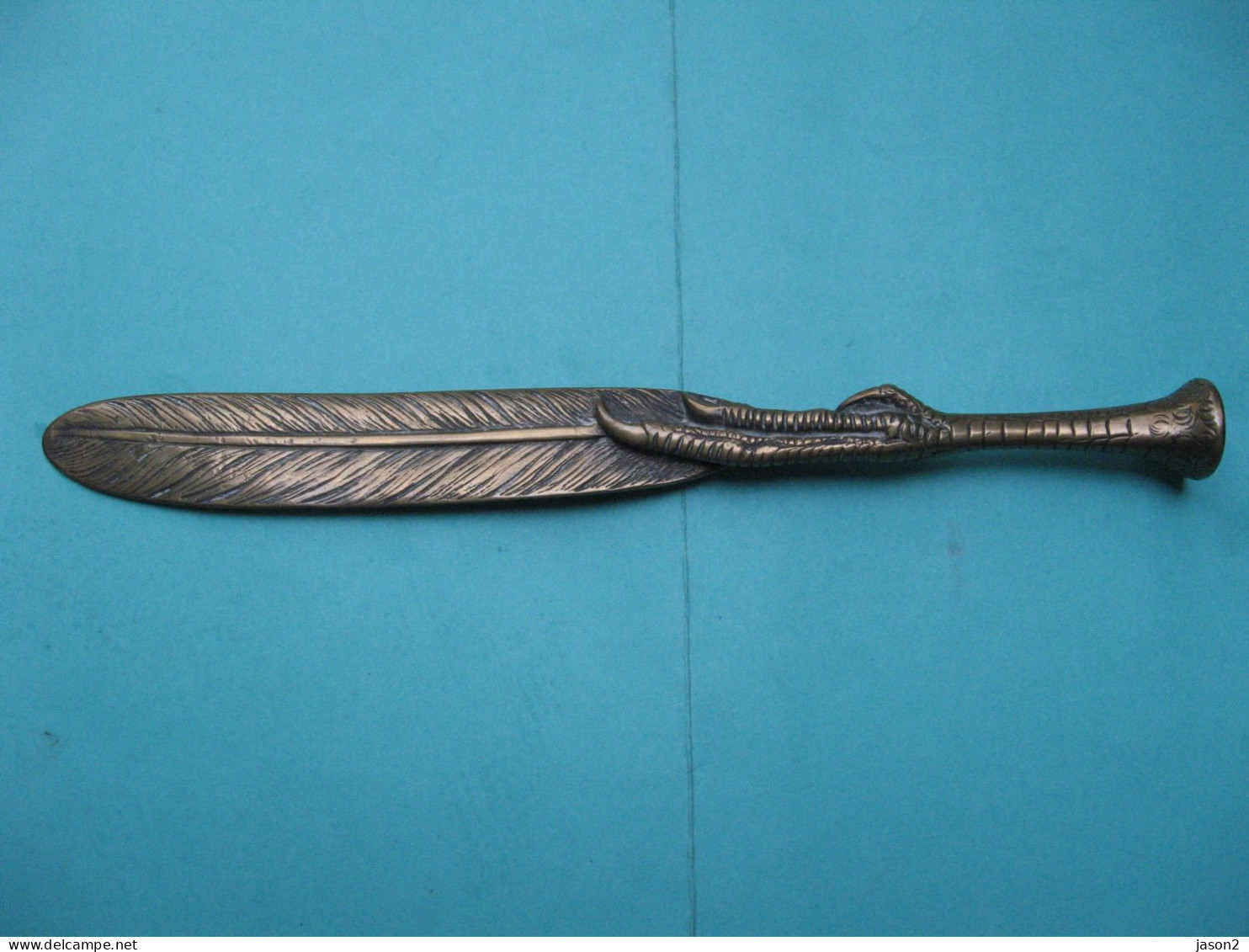 Coupe-papier Formant Cachet En Bronze à Décor De Serre D'aigle - Briefopener