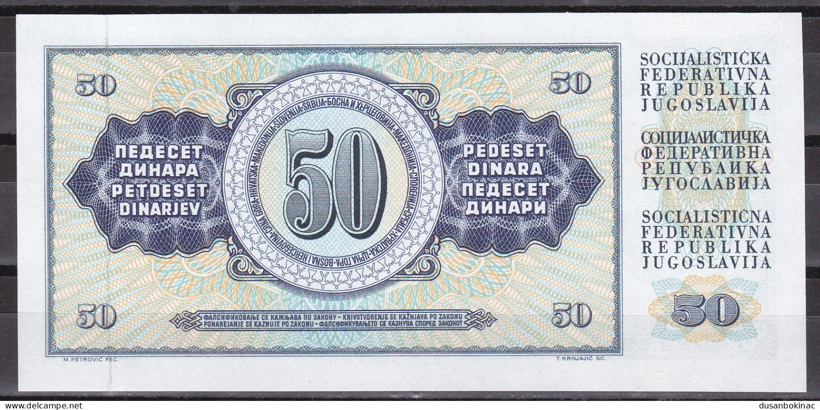 Yugoslavia-50 Dinara 1968 AA Series HLCEGOVINA Error UNC - Yugoslavia