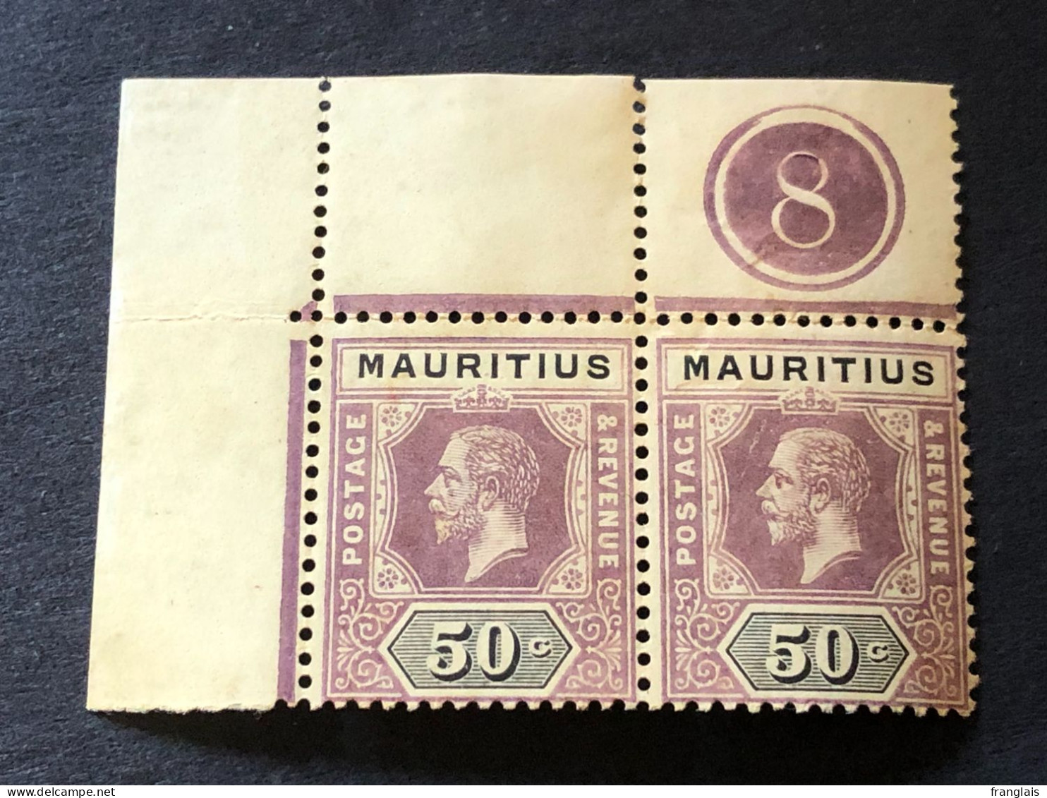 MAURITIUS SG200  50c Dull Purple Pair   MNH** CV£100 - Mauricio (...-1967)