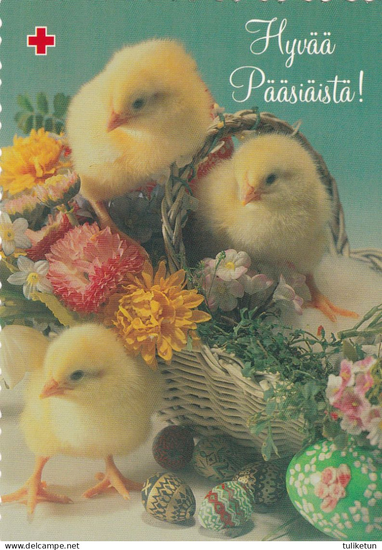 Postal Stationery - Chicks In The Basket With Eggs - Easter - Red Cross 2002 - Suomi Finland - Postage Paid - Postal Stationery