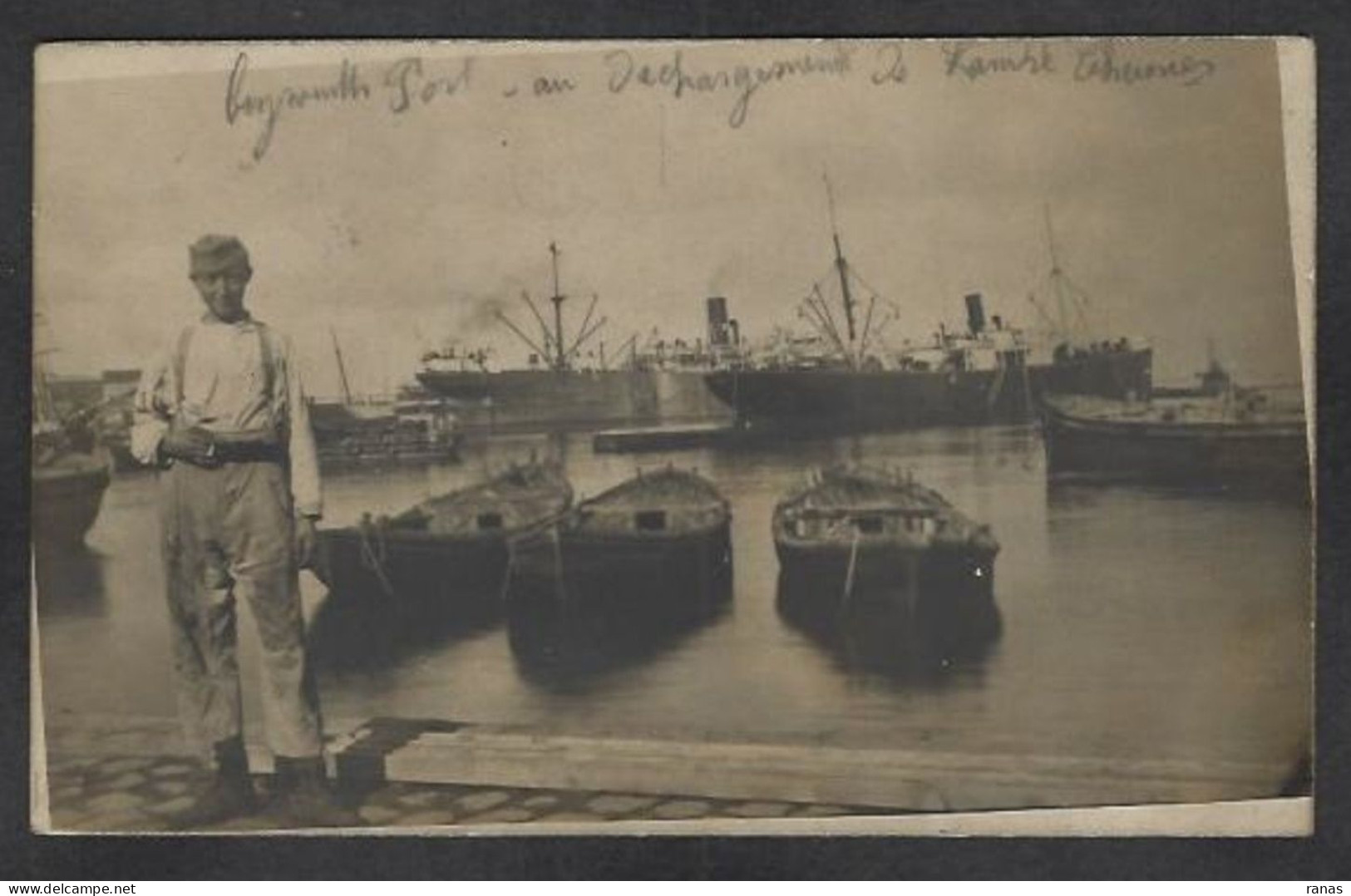 CPA Liban Lebanon Port De Beyrouth écrite Bateau Carte Photo RPPC - Liban