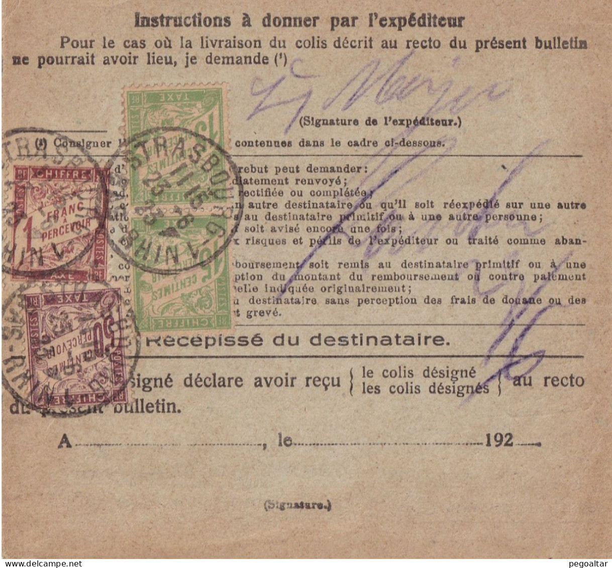 RARE SIMPLE TAXE Pour Mutilé De Guerre (au Tarif) - 1859-1959 Lettres & Documents