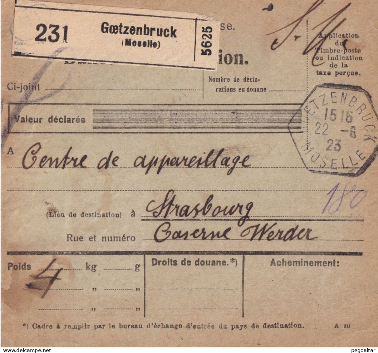 RARE SIMPLE TAXE Pour Mutilé De Guerre (au Tarif) - 1859-1959 Lettres & Documents