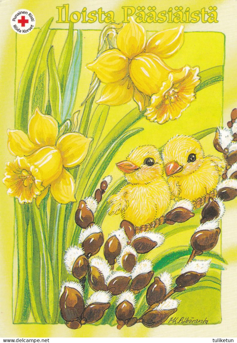 Postal Stationery - Easter Flowers Daffodils Willows - Chicks - Red Cross 2008 - Suomi Finland - Postage Paid - Enteros Postales