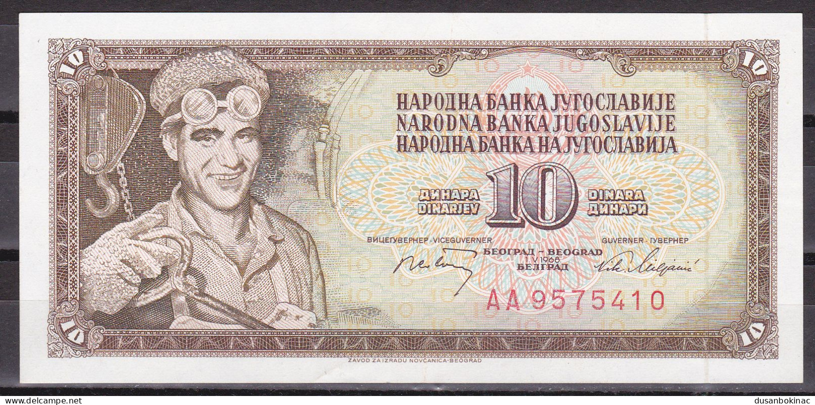 Yugoslavia-10 Dinara 1968 AA Series  UNC - Jugoslavia