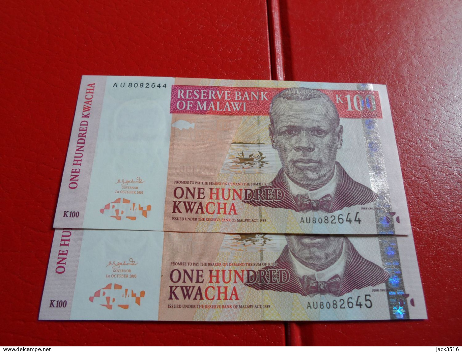 Malawi: 2 Billets De 100 Kwacha 2003 No Qui Se Suivent Neuf - Malawi