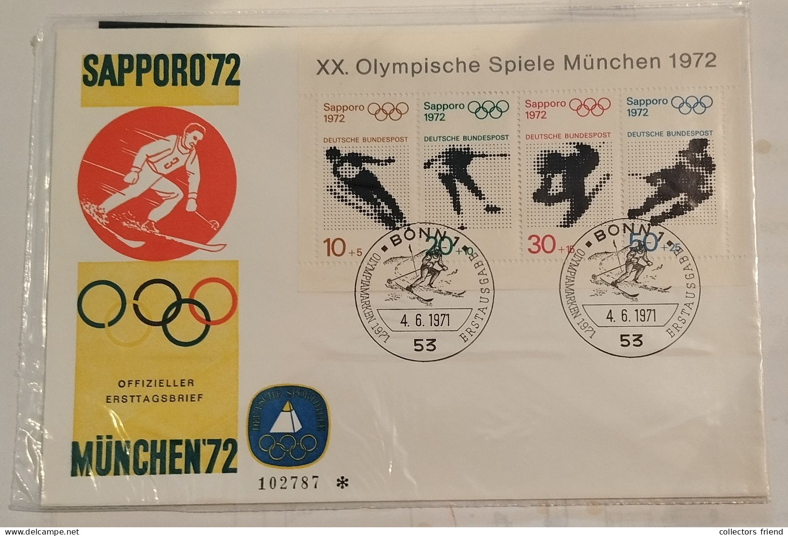 Germany BRD - Olympia Olimpiques Olympic Games - Sapporo'72 - Offizieller FDC - ESSt BONN 4.6.1971 - Inverno1972: Sapporo