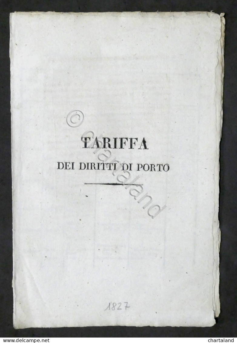 Regno Di Sardegna - Tariffa Dei Diritti Di Porto - 1827 - Unclassified