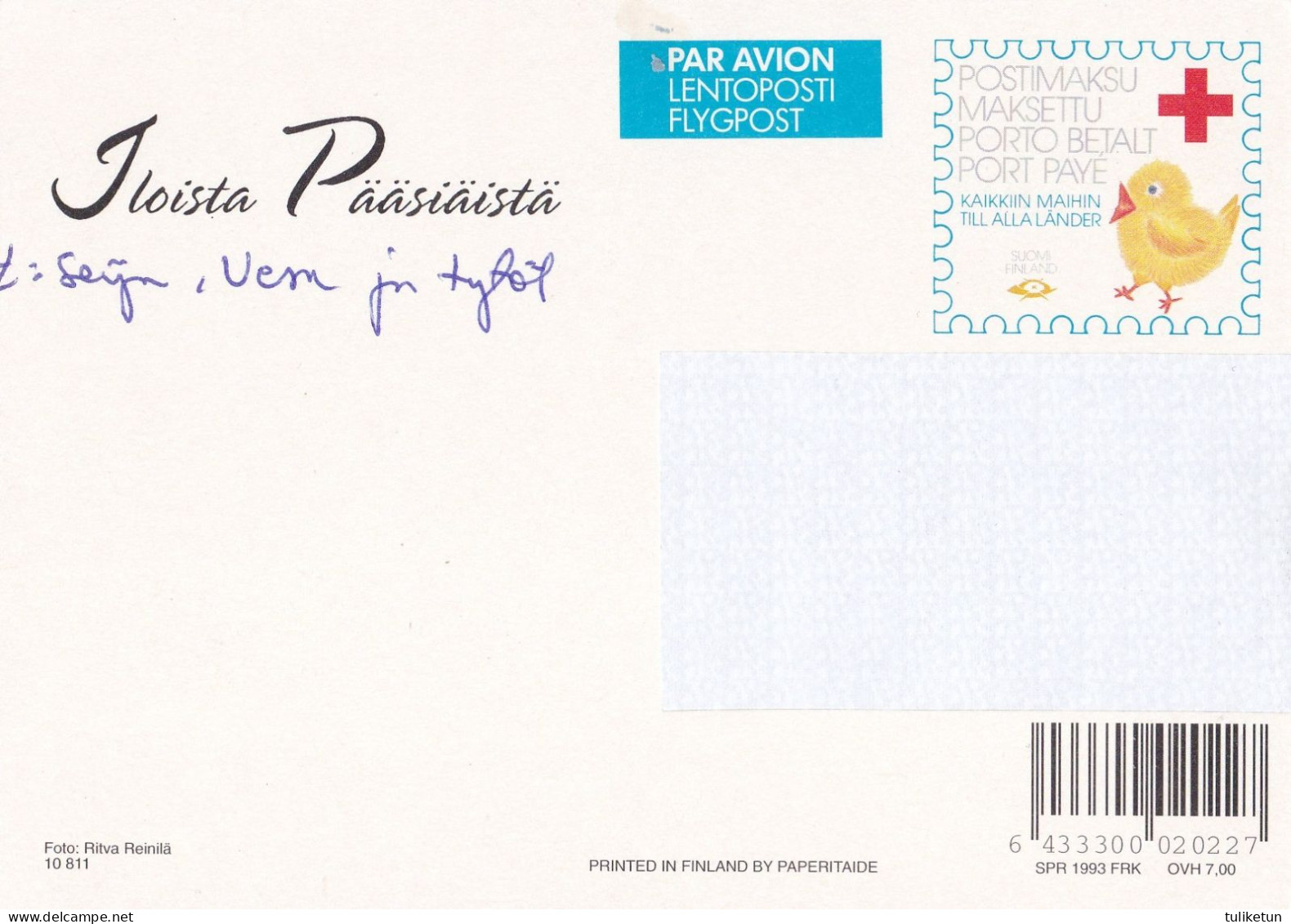 Postal Stationery - Easter Flowers - Daffodils - Narcissus - Red Cross 1993 - Suomi Finland - Postage Paid - Ganzsachen