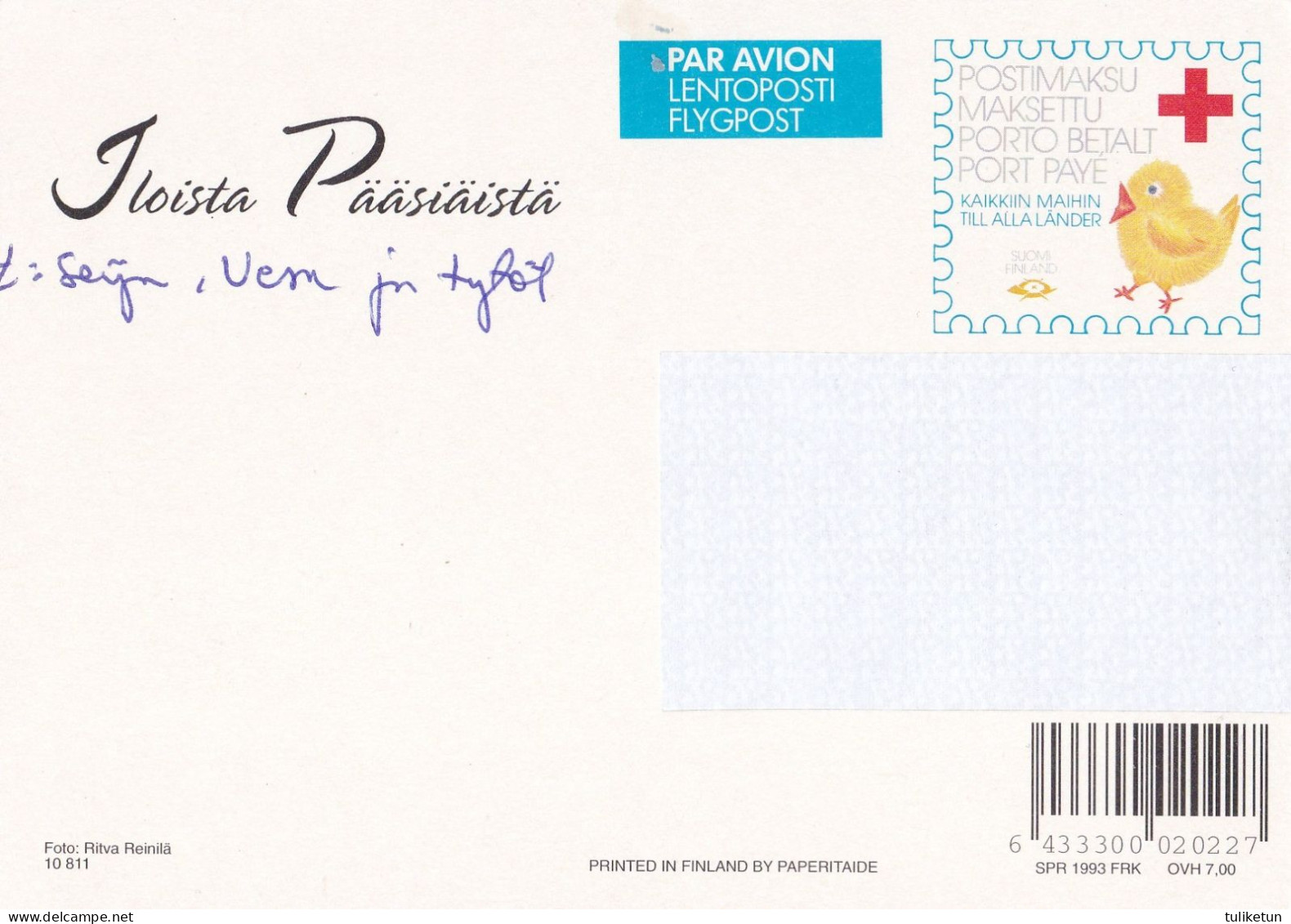 Postal Stationery - Easter Flowers - Daffodils - Narcissus - Red Cross 1993 - Suomi Finland - Postage Paid - Postal Stationery