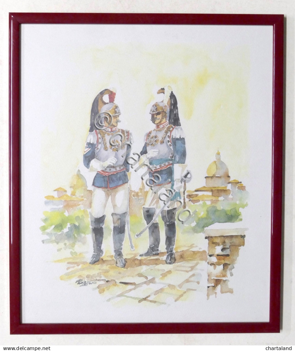 Acquerello Originale Di Paolo Lattanzi - Uniformi Carabinieri Reali Corazzieri  - Aquarel