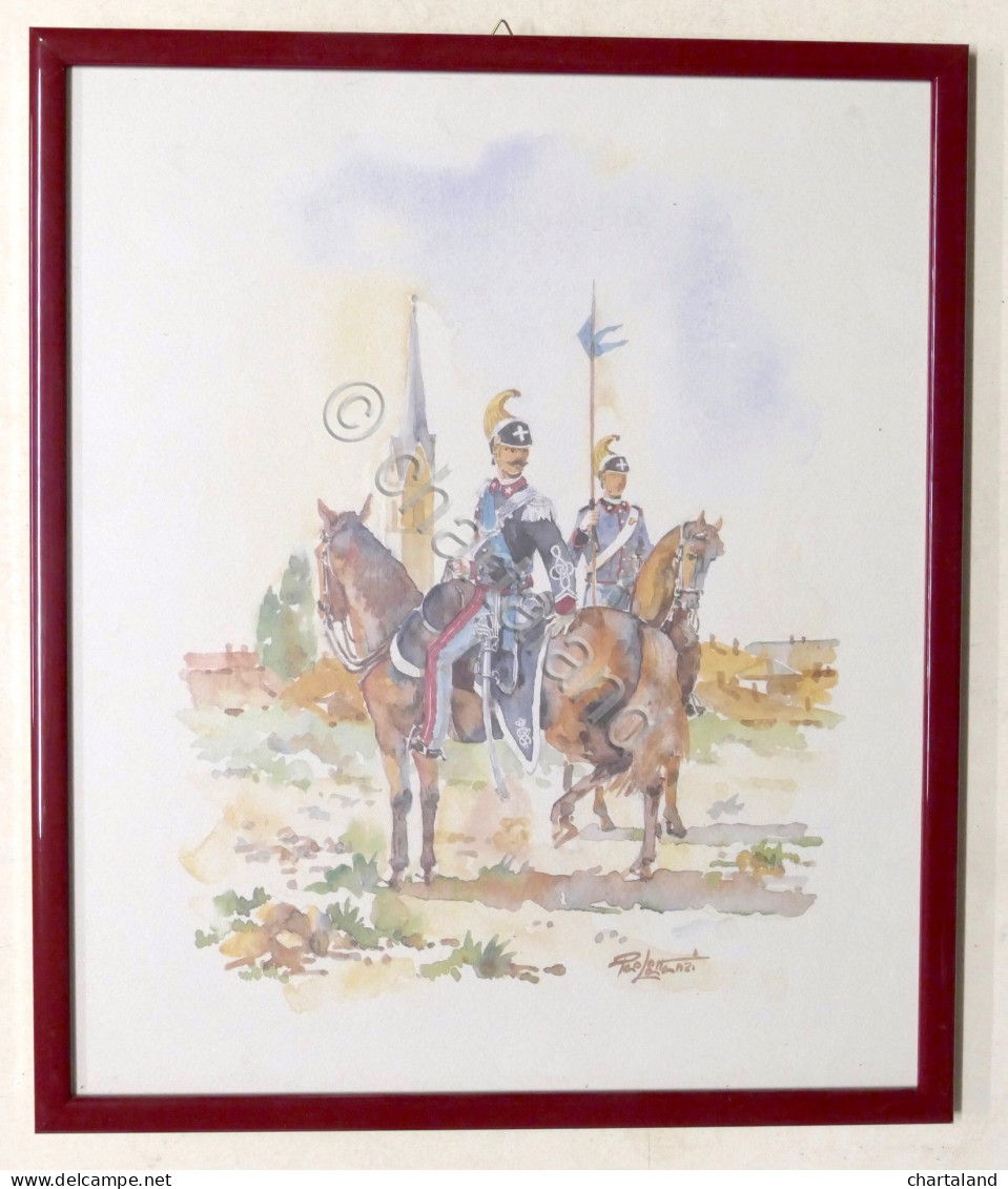 Acquerello Originale Di Paolo Lattanzi - Uniformi Nizza E Savoia Cavalleria - Aquarelles