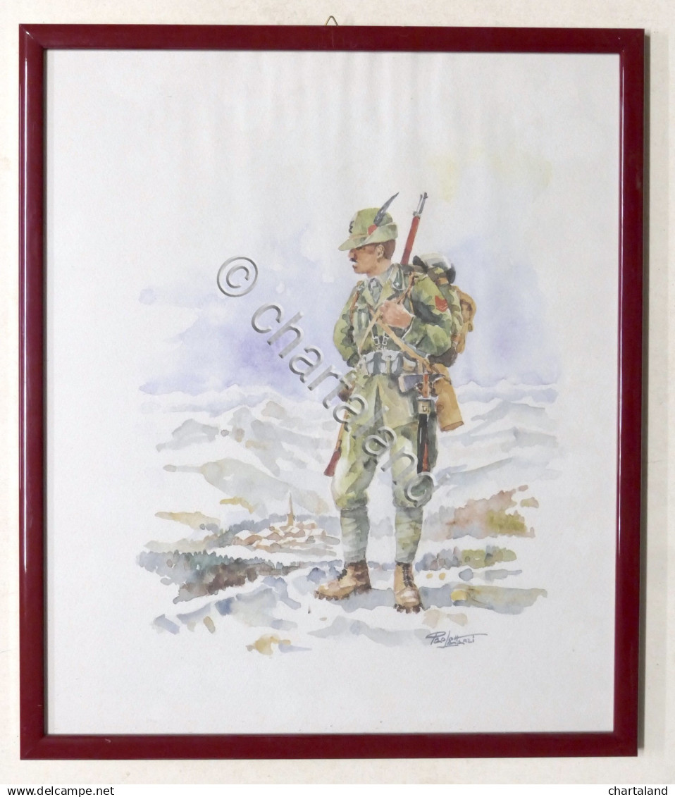 Acquerello Originale Di Paolo Lattanzi - Uniforme Alpino Caporal Maggiore - Aquarelles