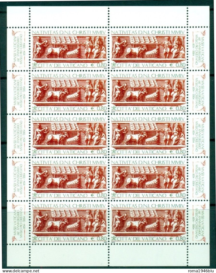 VATICANO 2004 NATALE E MUSEO PIO CRISTIANO MINIFOGLIO ** MNH - Blocchi E Foglietti