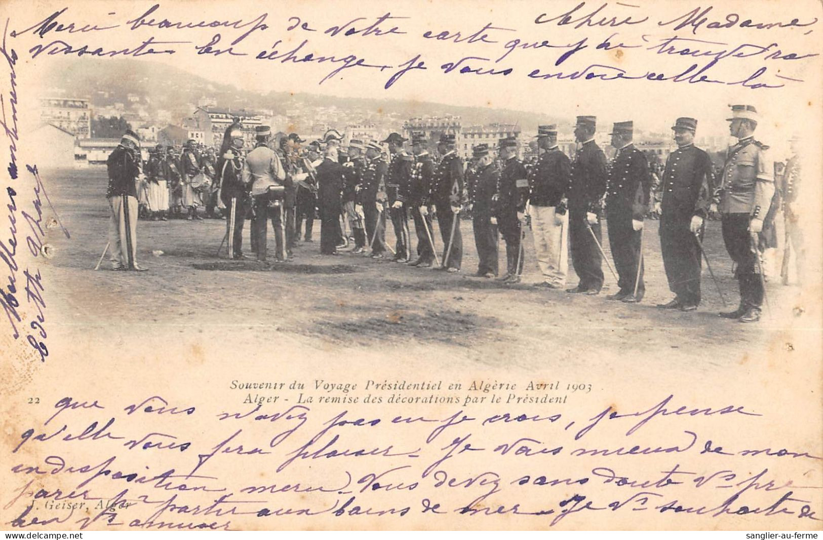 CPA ALGERIE / ALGER SOUVENIR DU VOYAGE PRESIDENTIEL EN ALGERIE 1903 / LA REMISE DES DECORATIONS PAR LE PRESIDENT - Algiers