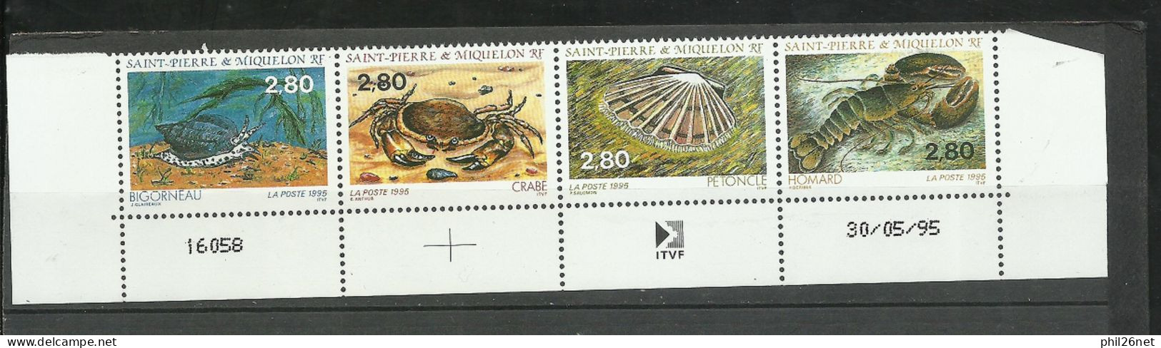 SPM   Bande N° 614 à 617 Datée Crustacés Bigorneau-Crabe-Pétoncle-Homard Neufs * * TB = MNH VF Voir Scans - Unused Stamps