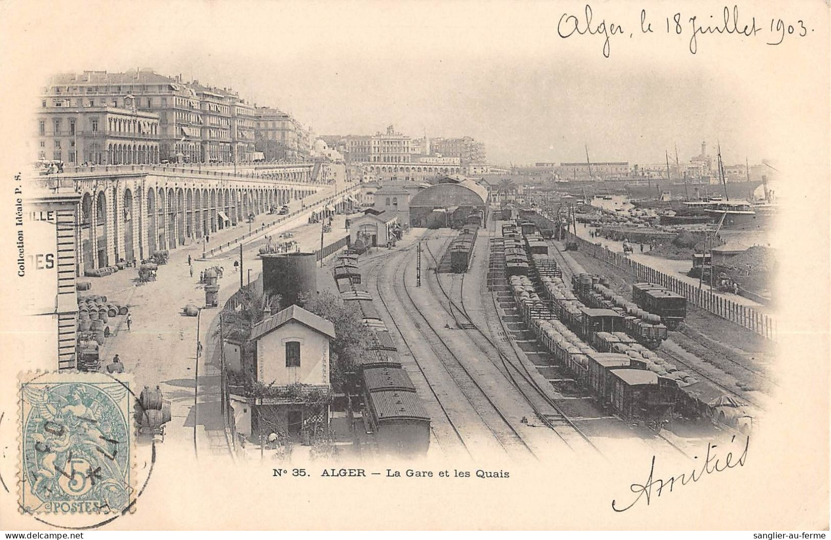 CPA ALGERIE / ALGER / LA GARE ET LES QUAIS / TRAIN - Alger