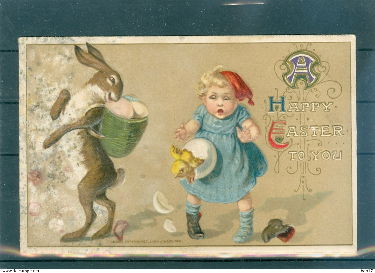 4 Cartes - Relief - Gaufrée - Embossed - Prage - Lapin - Ostern