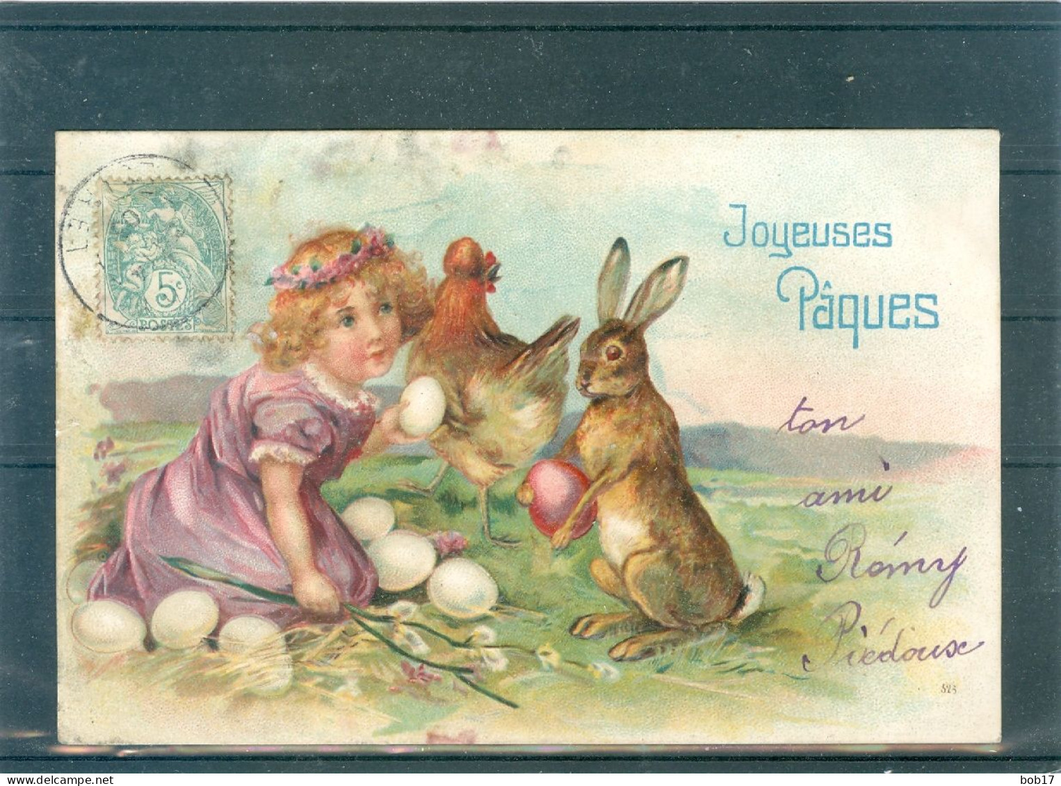 4 Cartes - Relief - Gaufrée - Embossed - Prage - Lapin - Ostern