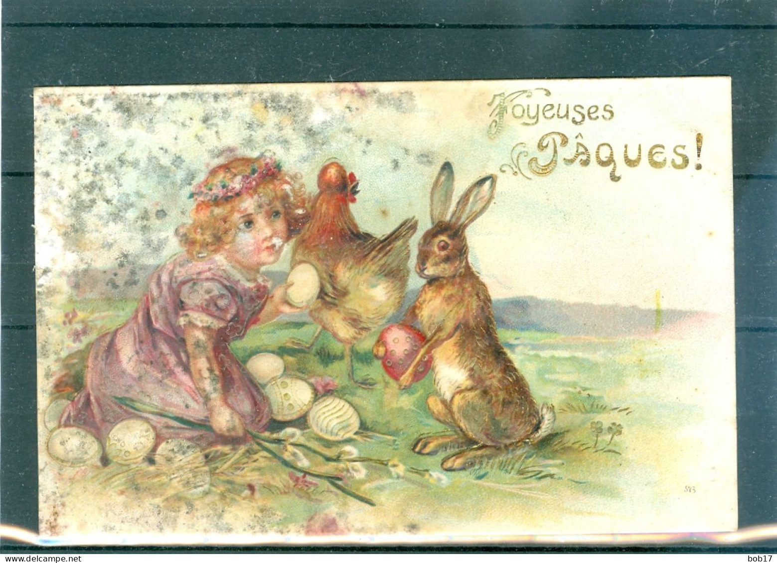 4 Cartes - Relief - Gaufrée - Embossed - Prage - Lapin - Ostern