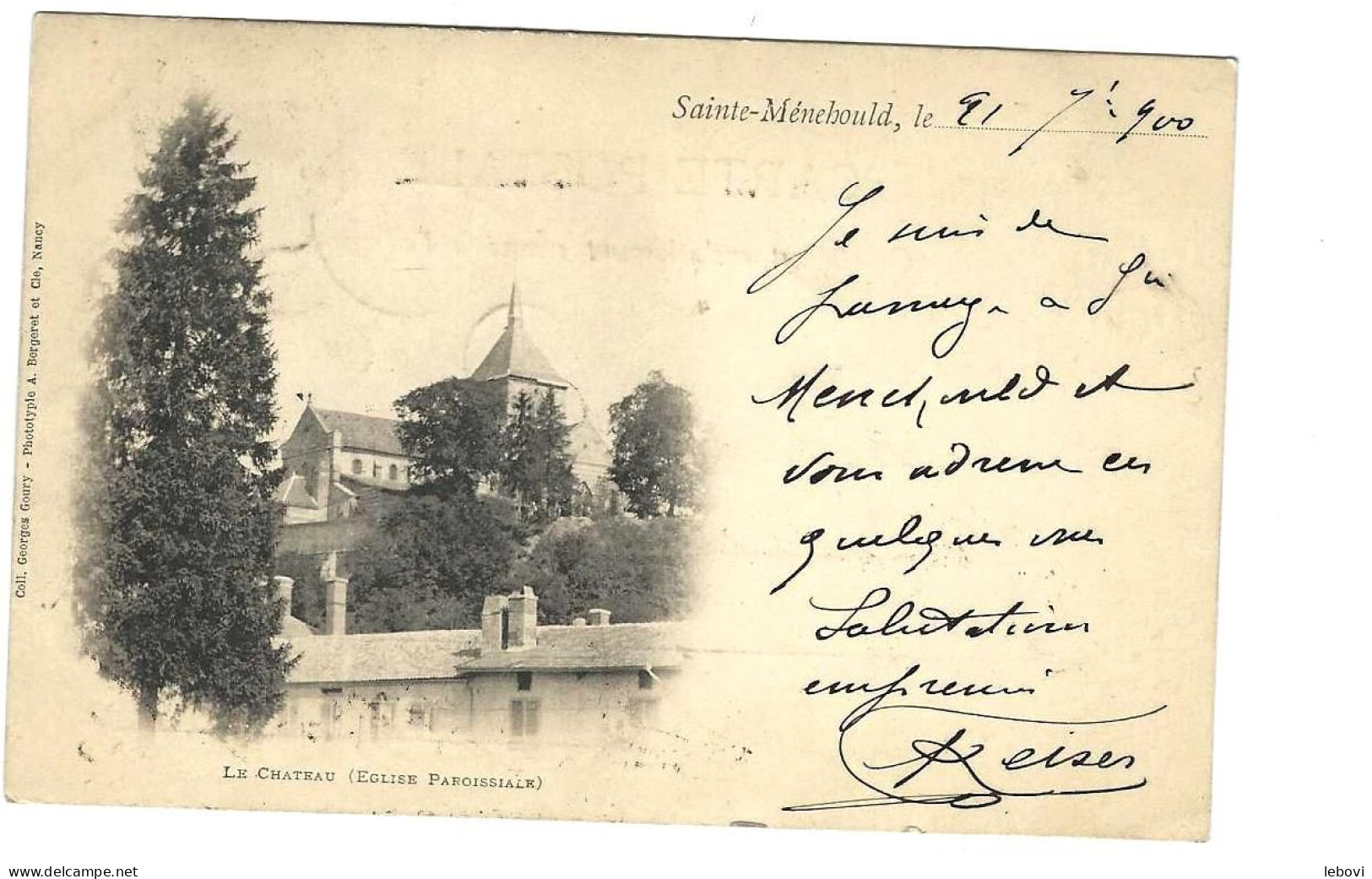 France – SAINT-MENEHOULD « Le Château (Eglise Paroissiale » - Phototypie A. Bergeret, Nancy (1900) - Sainte-Menehould