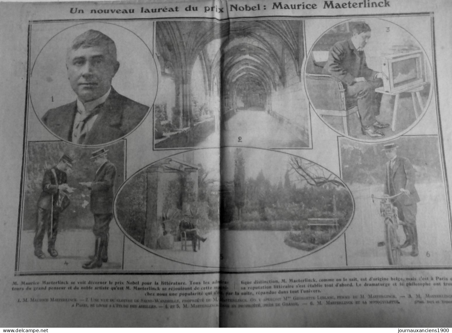 1911 EXCELSIOR ARTICLE DE PRESSE PRIX NOBEL MAURICE MAETERLINC  1 JOURNAL ANCIEN - Diapositivas De Vidrio