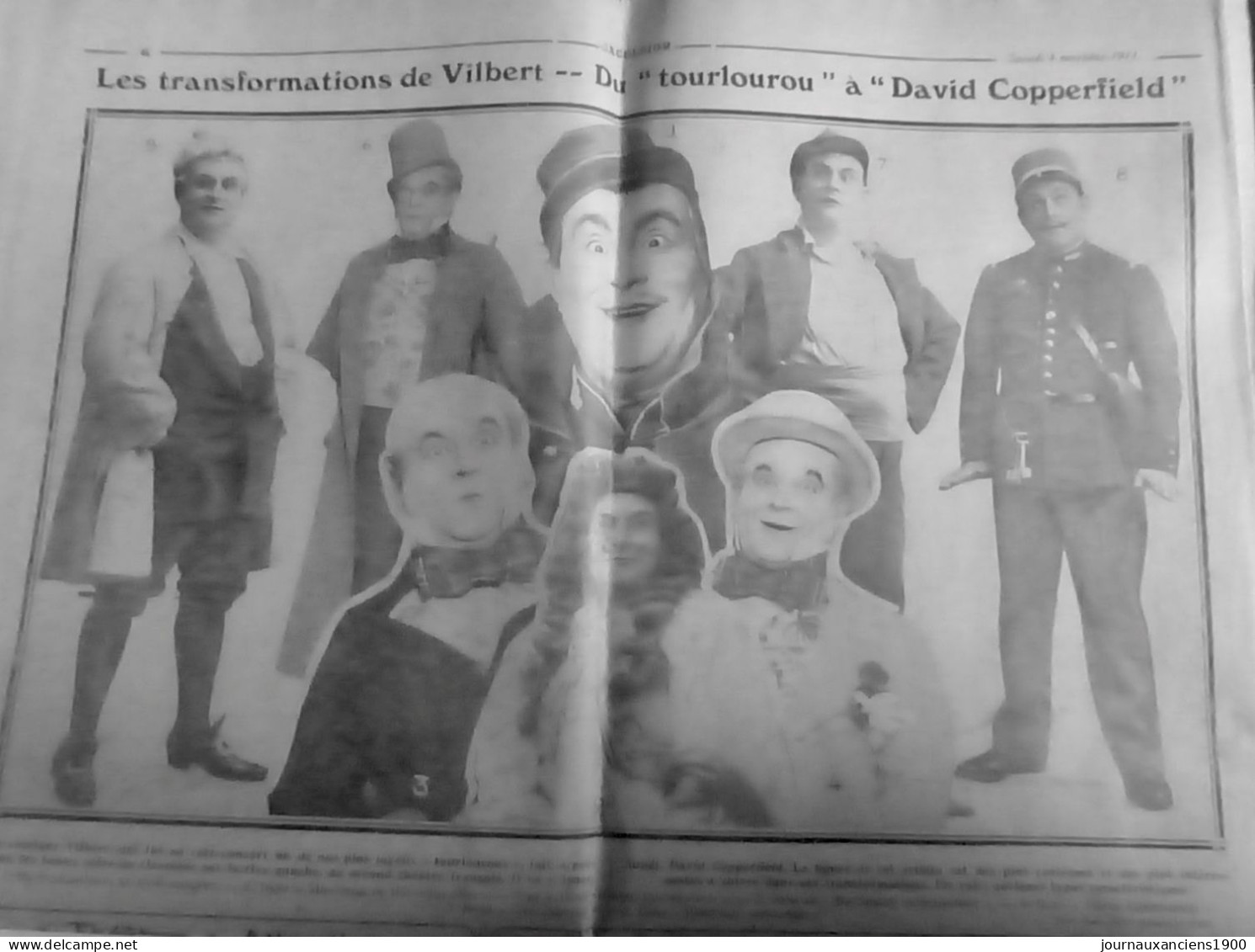 1911 EXCELSIOR ARTICLE DE PRESSE COMIC VILBERT TOURLOUROU COPPERFIELD 1 JOURNAL ANCIEN - Diapositivas De Vidrio