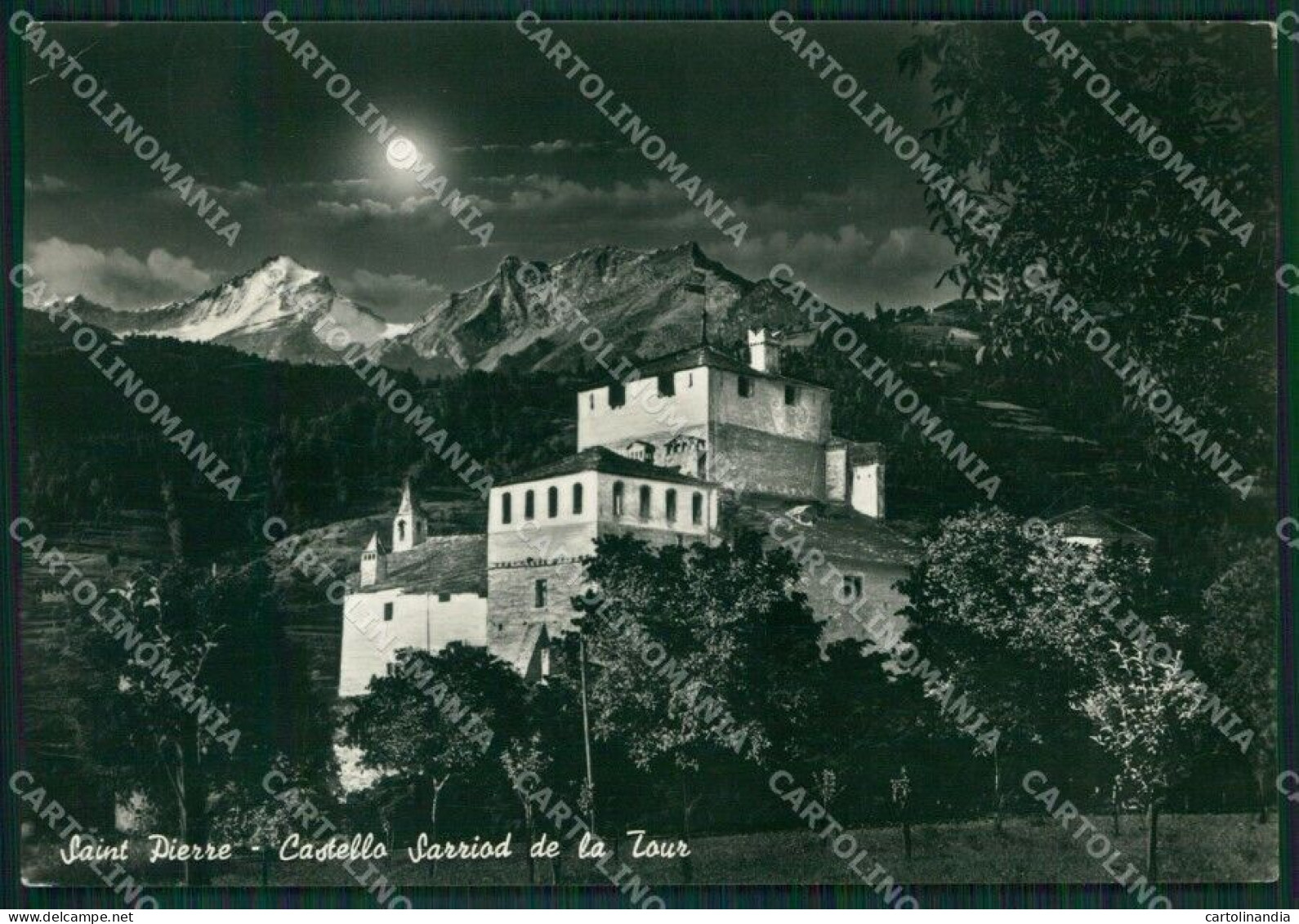 Aosta Saint Pierre Castello Sarriod Chiaro Di Luna Foto FG Cartolina KB1832 - Aosta