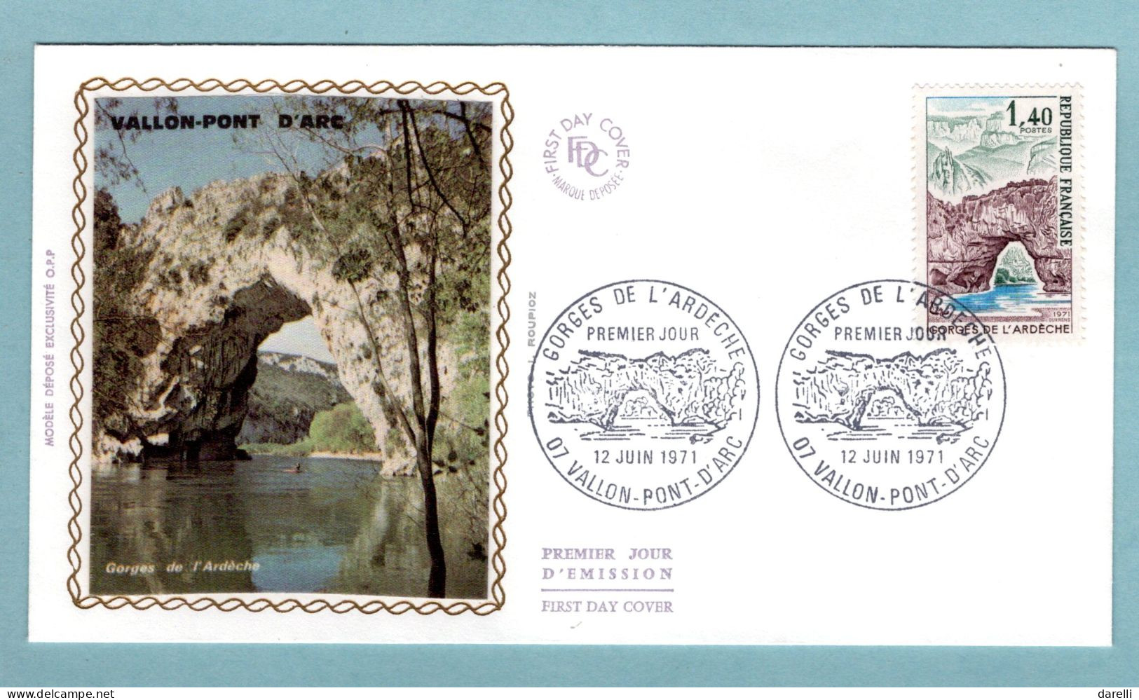 FDC France 1971 - Gorges De L'Ardèche - YT 1687 -  07 Vallon-Pont-d'Arc - 1970-1979