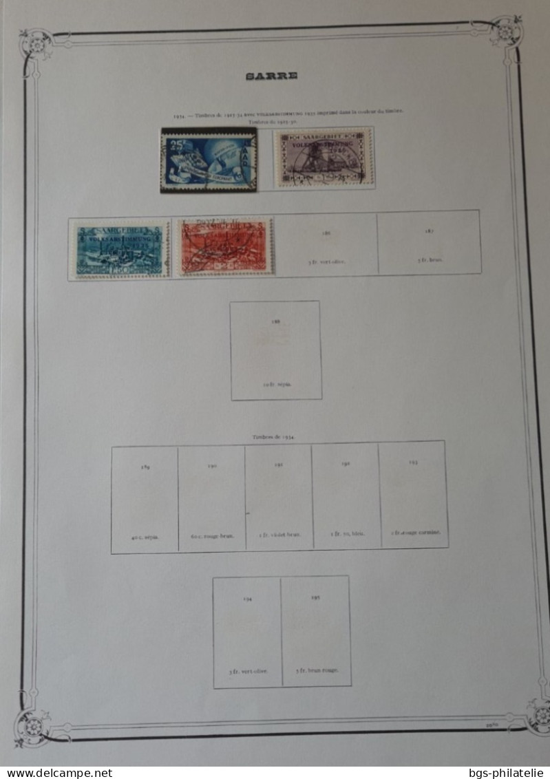 Sarre, collection de timbres neufs * et oblitérés.