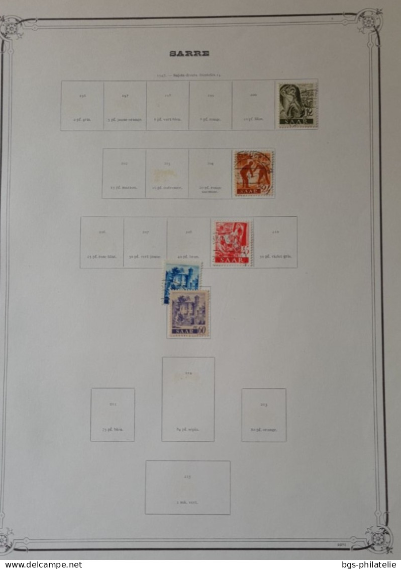 Sarre, collection de timbres neufs * et oblitérés.