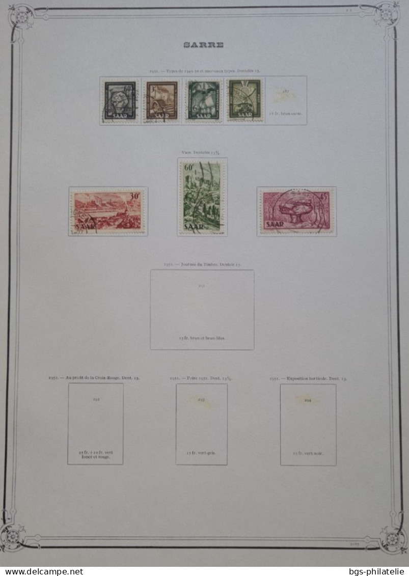 Sarre, collection de timbres neufs * et oblitérés.